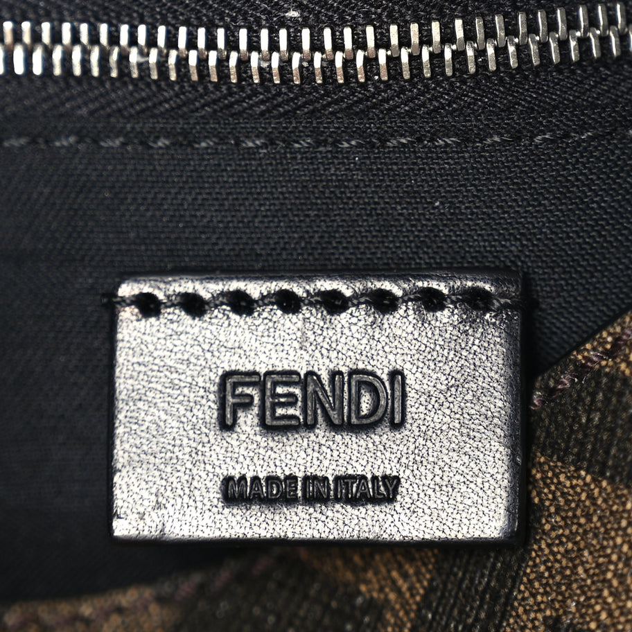 Fendi Glazed Fabric Cotton Vitello King Aura FF 1974 Baguette Belt Pouch Tobacco Moro Sand Black Image 5