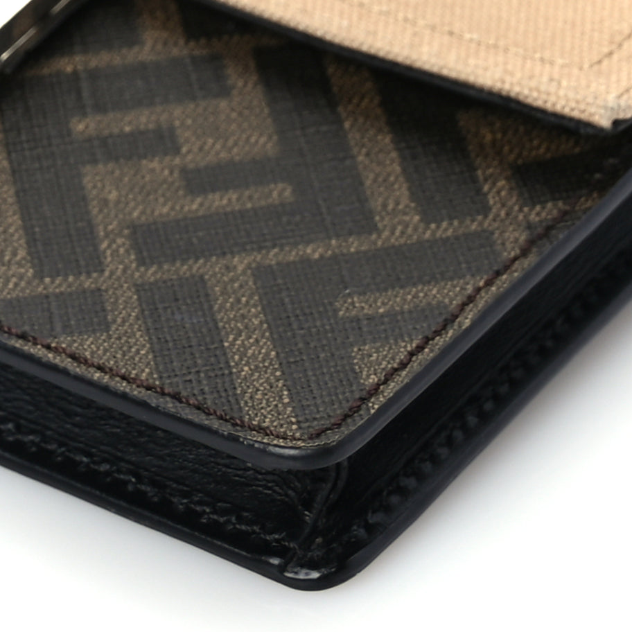 Fendi Glazed Fabric Cotton Vitello King Aura FF 1974 Baguette Belt Pouch Tobacco Moro Sand Black Image 8