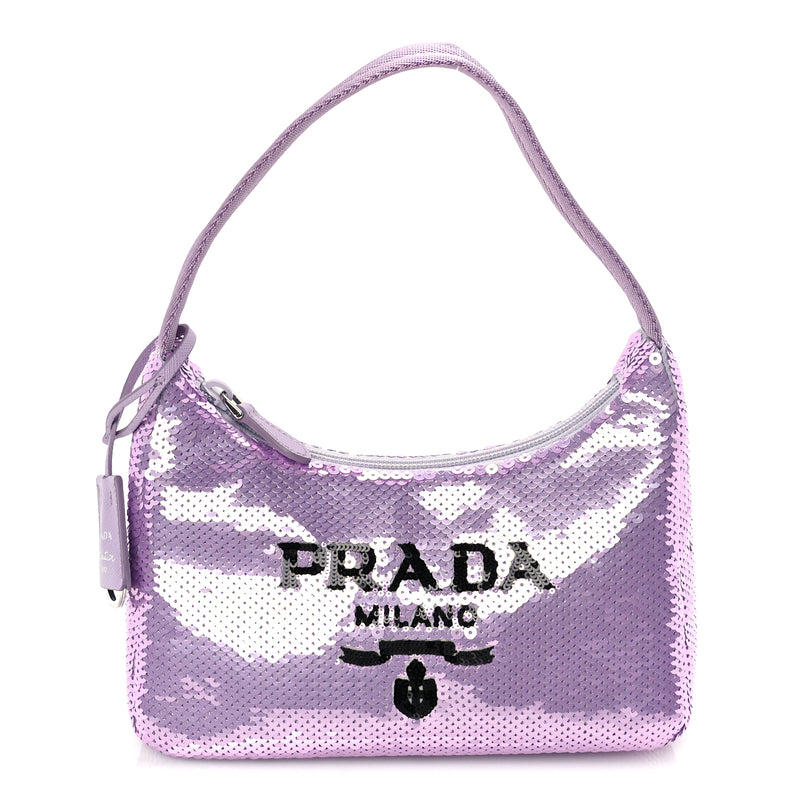 Prada Paillettes Sequin Mini Re-Edition 2000 Bag Lilium Black