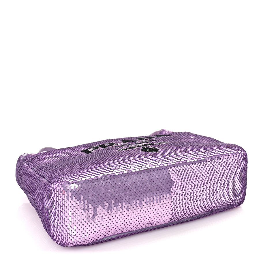 Prada Paillettes Sequin Mini Re-Edition 2000 Bag Lilium Black Image 3
