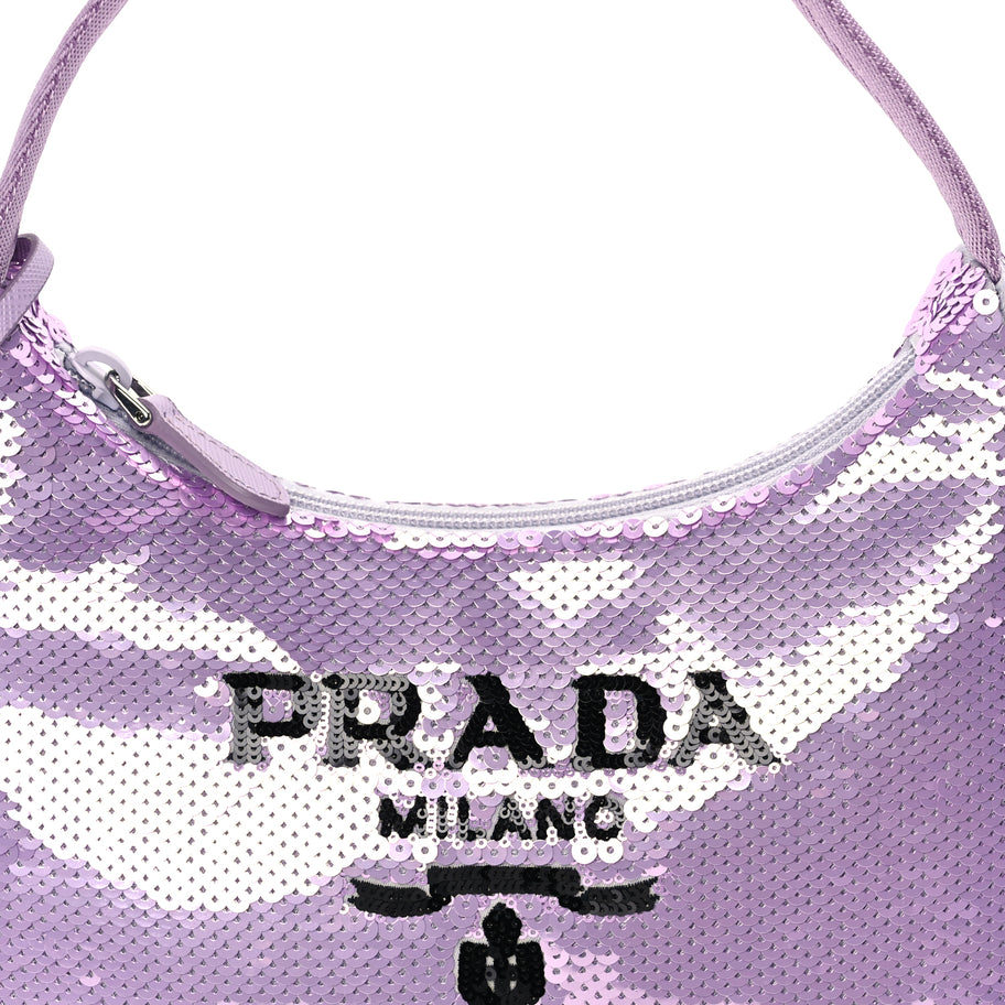 Prada Paillettes Sequin Mini Re-Edition 2000 Bag Lilium Black Image 6