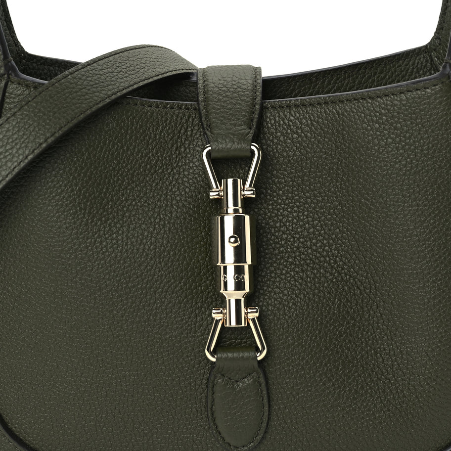 Gucci Grained Calfskin Medium Jackie 1961 Hobo  Forest Green Image 6