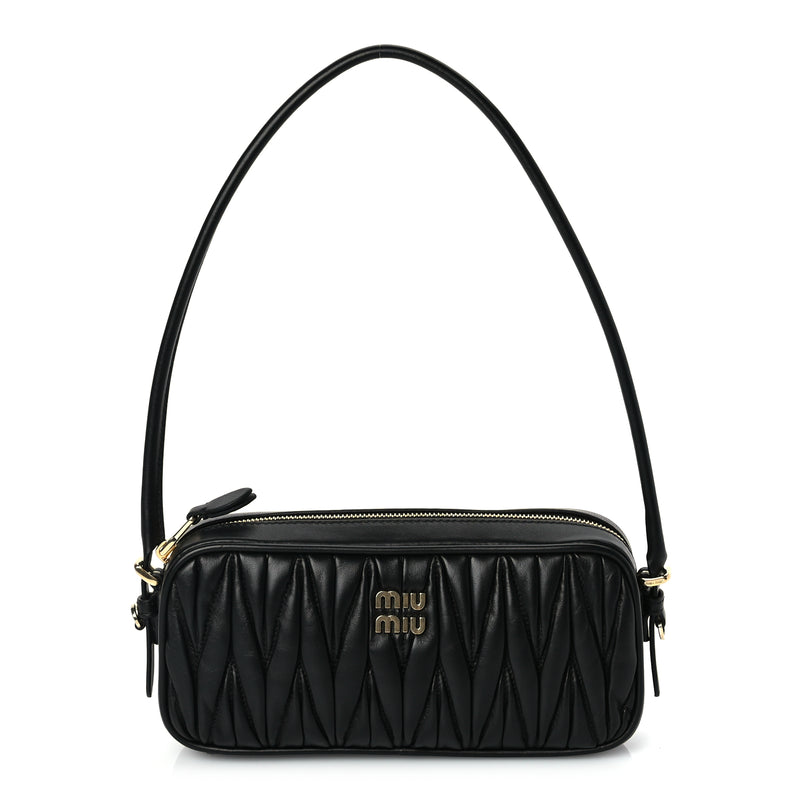  Miu Miu Nappa Matelasse Pouch Black