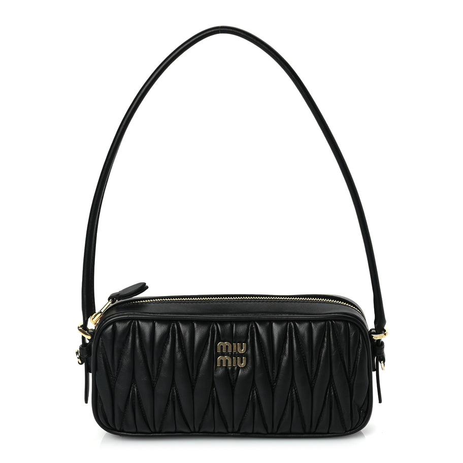 Miu Miu Nappa Matelasse Pouch Black Image 1