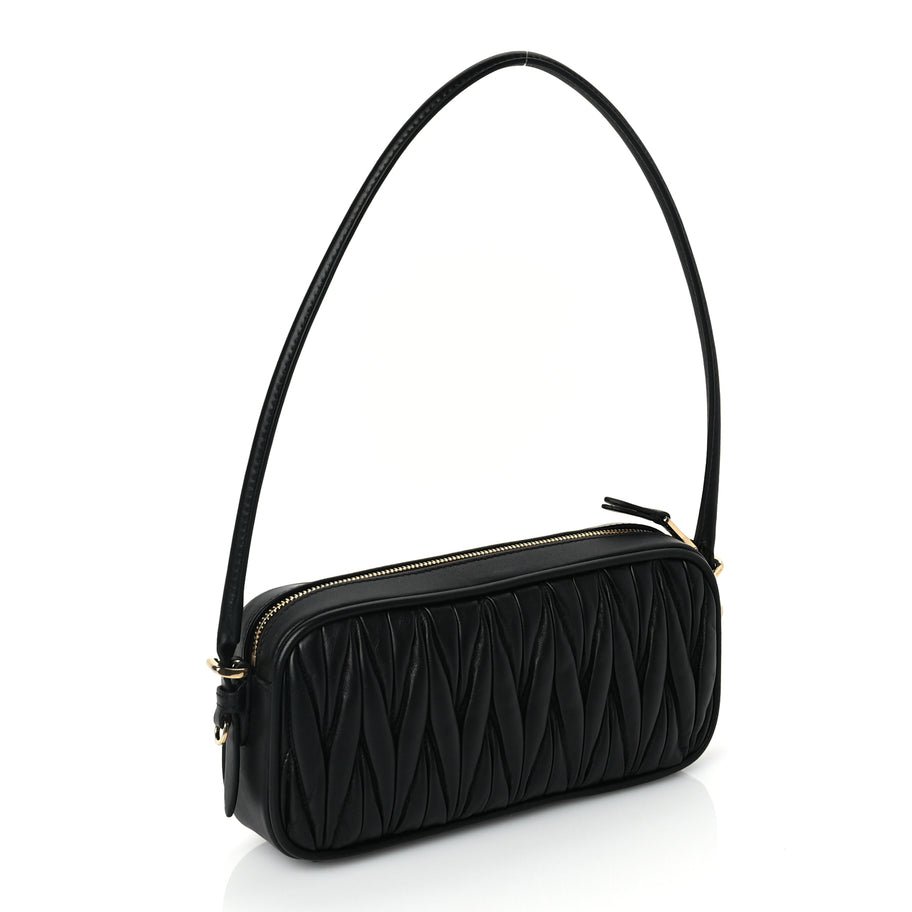 Miu Miu Nappa Matelasse Pouch Black Image 2
