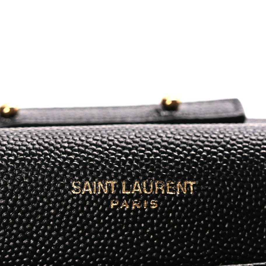 Saint Laurent Grain De Poudre Matelasse Chevron Monogram Chain Wallet Black Image 5
