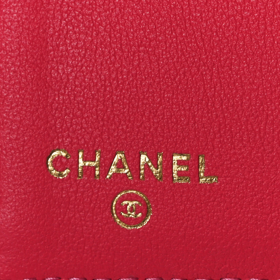 Chanel Lambskin Quilted Tri-Fold Flap Wallet Pink Image 6