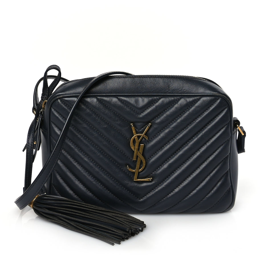 Saint Laurent Calfskin Matelasse Monogram Lou Camera Bag  Navy Image 1