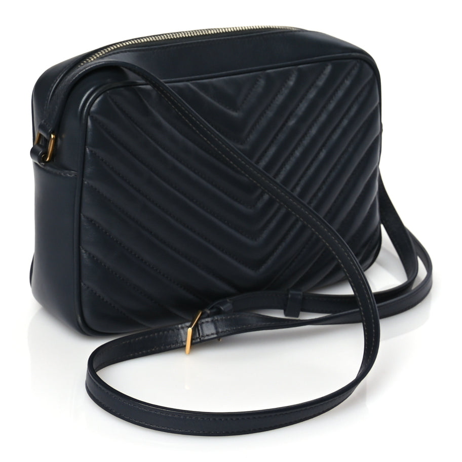 Saint Laurent Calfskin Matelasse Monogram Lou Camera Bag  Navy Image 2