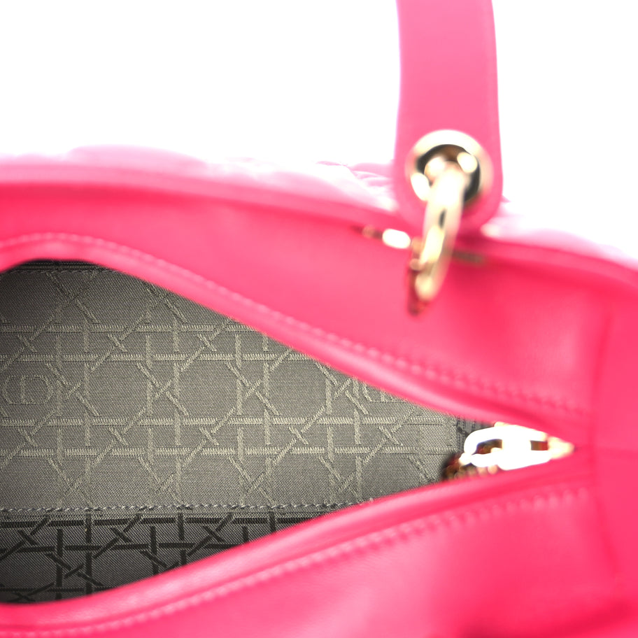 Christian Dior Lambskin Cannage Medium Lady Dior  Fuchsia Image 4