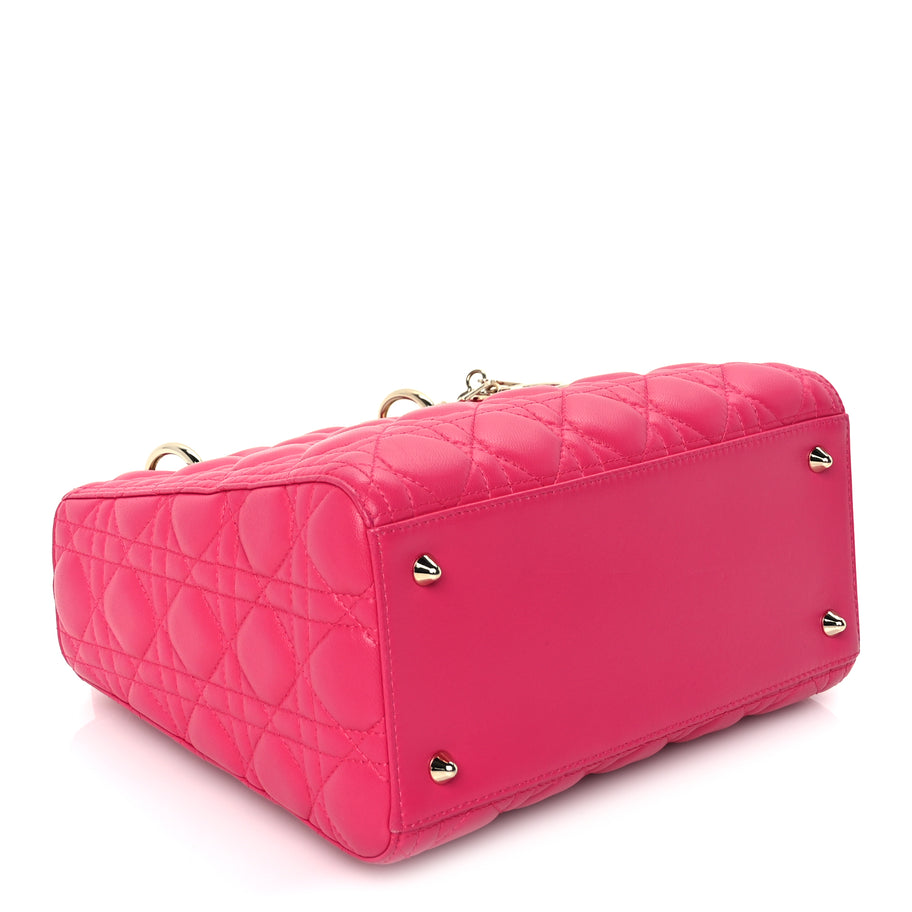 Christian Dior Lambskin Cannage Medium Lady Dior  Fuchsia Image 7