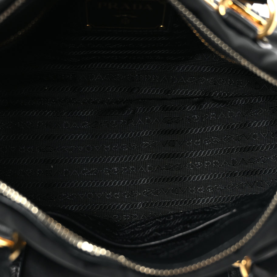 Prada Tessuto Nylon Soft Calfskin Shopping Satchel Black Image 4