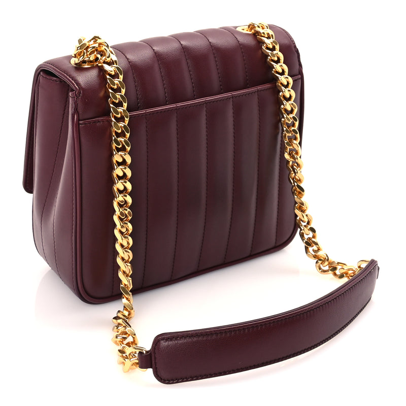  Saint Laurent Lambskin Matelasse Monogram Medium Vicky Chain Bag Dark Legion Red