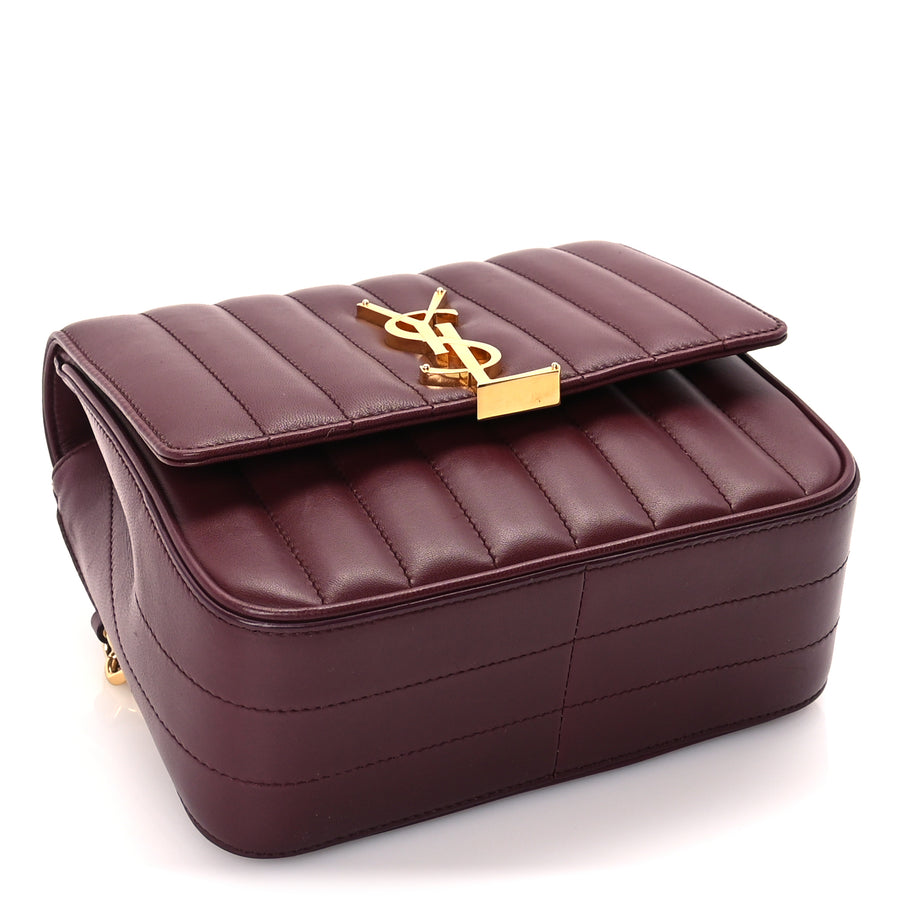 Saint Laurent Lambskin Matelasse Monogram Medium Vicky Chain Bag Dark Legion Red Image 3