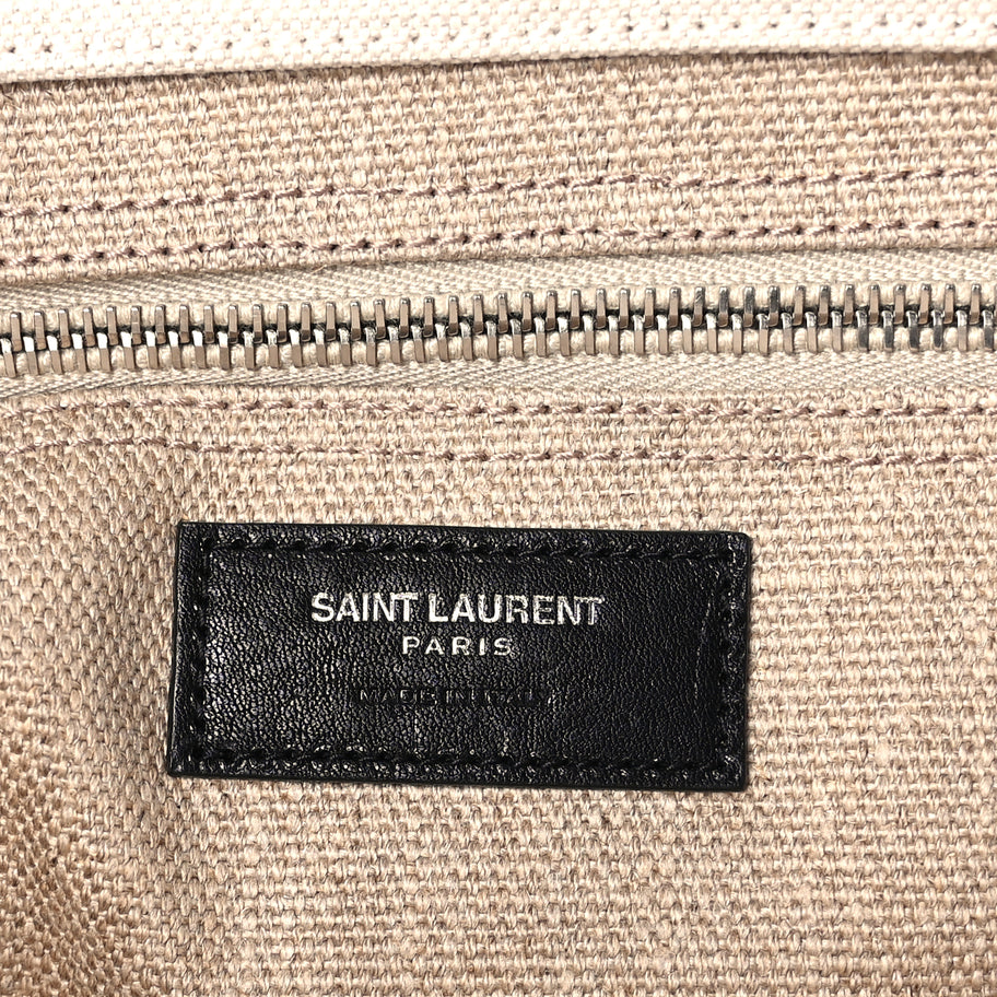 Saint Laurent Linen Calfskin Rive Gauche North South Tote Optic White Image 5