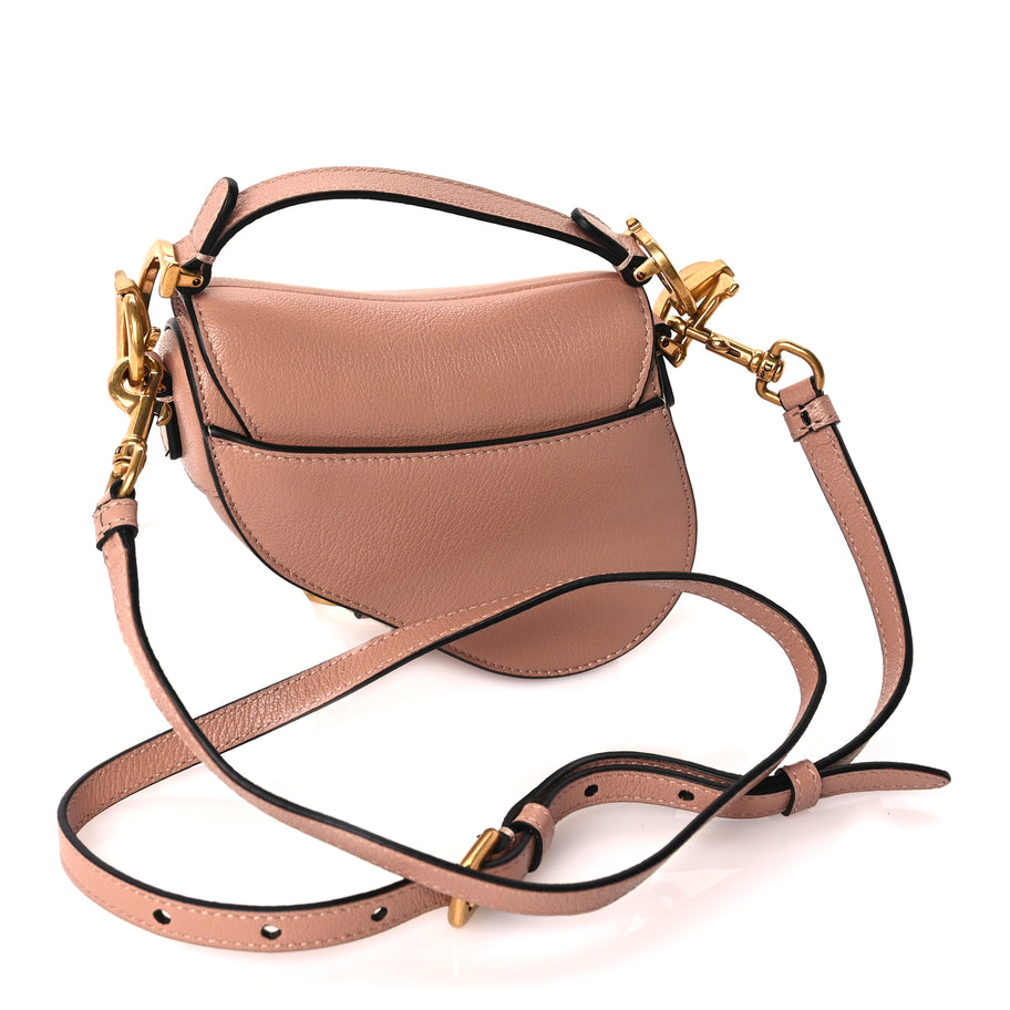 Christian Dior Goatskin Micro Saddle Bag With Strap Rose Des Vents Image 2