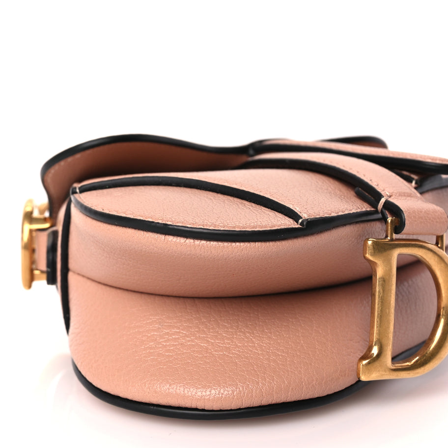 Christian Dior Goatskin Micro Saddle Bag With Strap Rose Des Vents Image 7