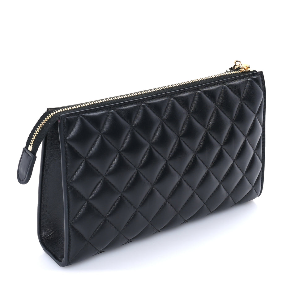 Chanel Lambskin Quilted Small Zipped Pouch  Black Image 4