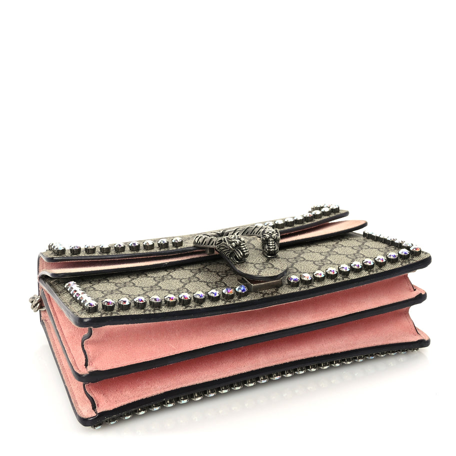 Gucci GG Supreme Monogram Suede Crystal Small Dionysus Shoulder Bag  Beige Ebony Light Peonia Image 3