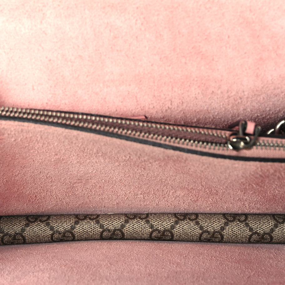Gucci GG Supreme Monogram Suede Crystal Small Dionysus Shoulder Bag  Beige Ebony Light Peonia Image 4