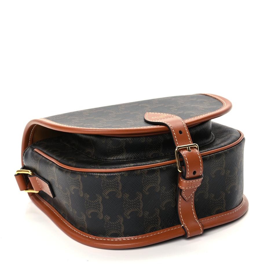 Celine Triomphe Canvas Medium Folco Bag Tan Image 3