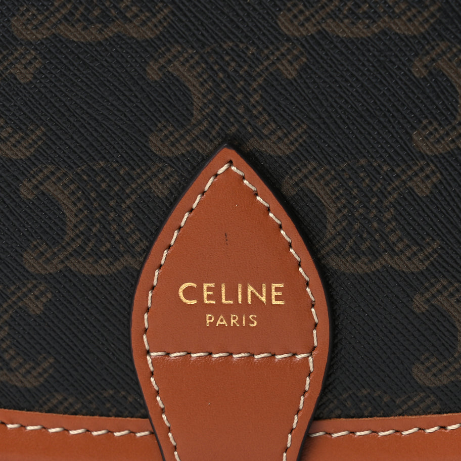 Celine Triomphe Canvas Medium Folco Bag Tan Image 5