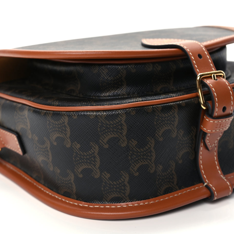 Celine Triomphe Canvas Medium Folco Bag Tan Image 7