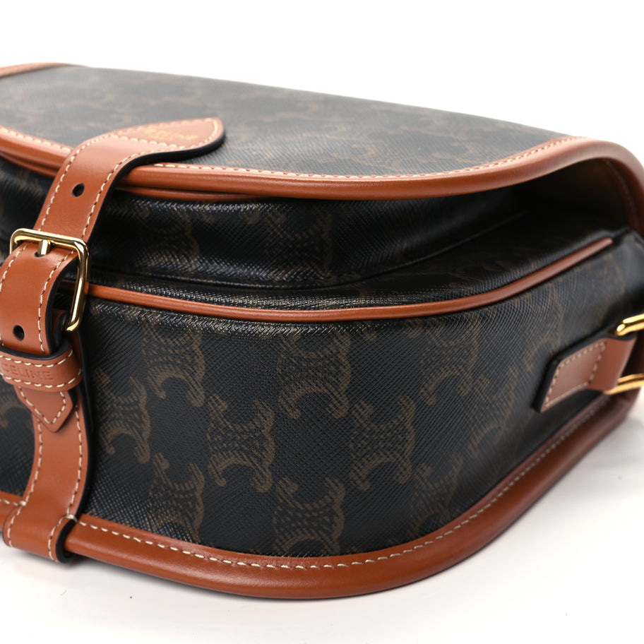 Celine Triomphe Canvas Medium Folco Bag Tan Image 8