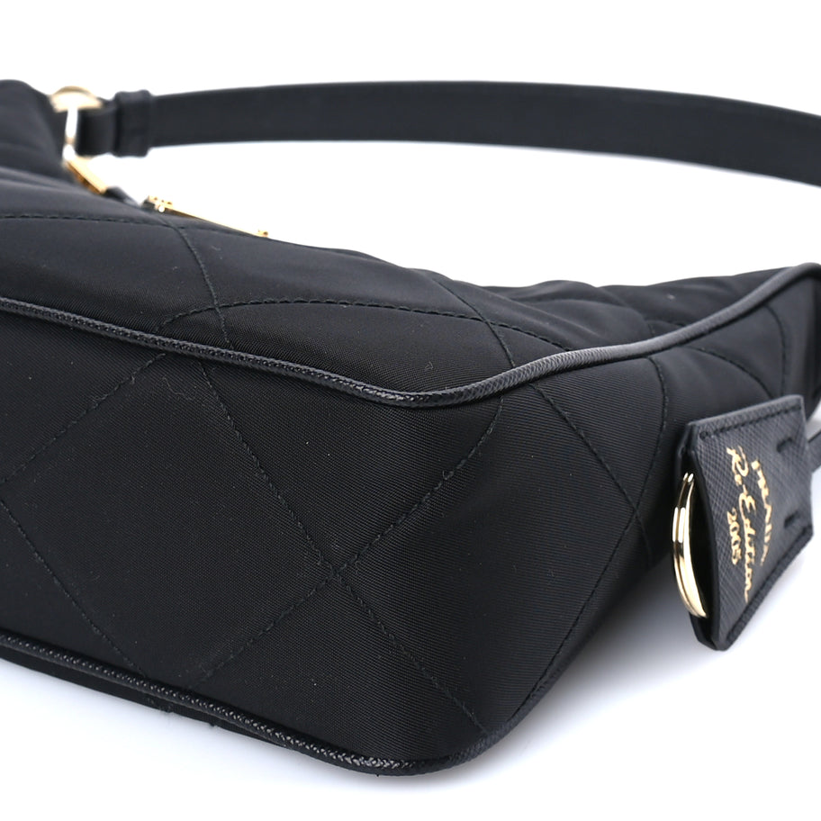 Prada Re-Nylon Saffiano Quilted Mini Re-Edition 2005 Bag Black Image 8