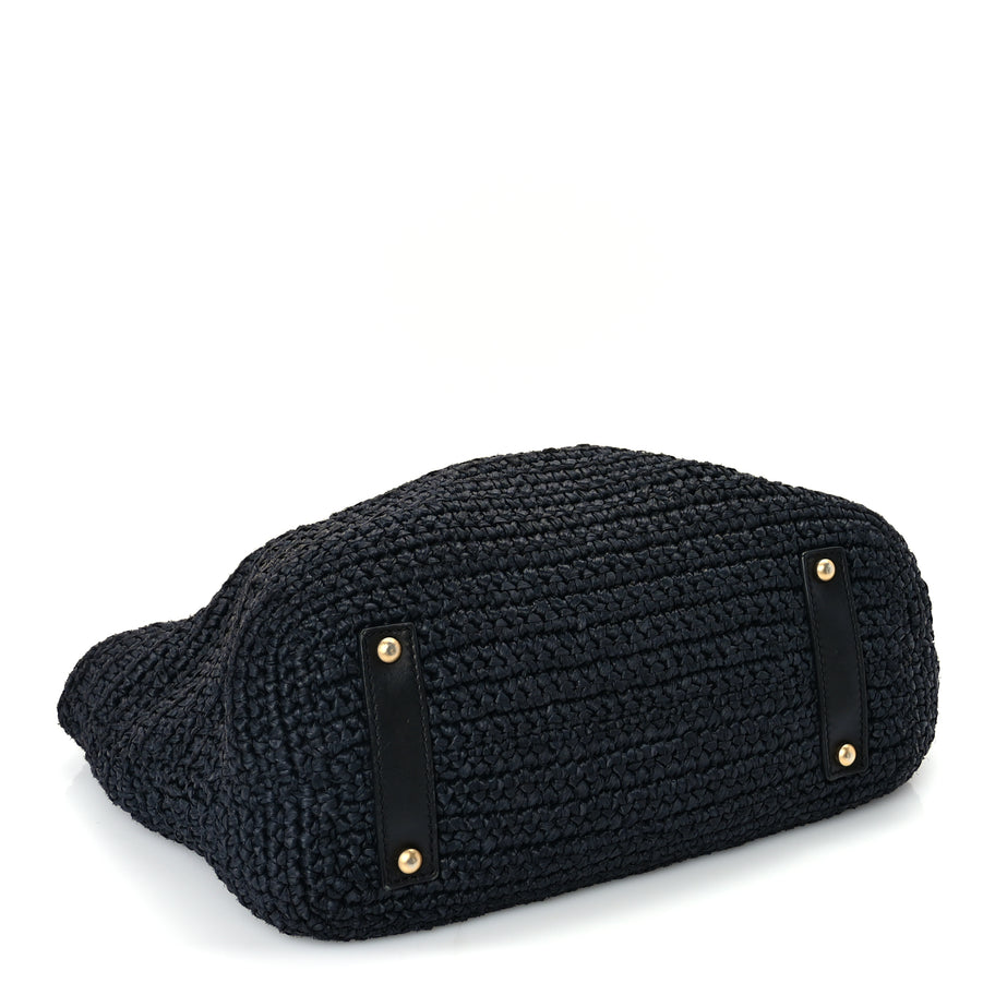 Chanel Straw Raffia Tote Black Image 3