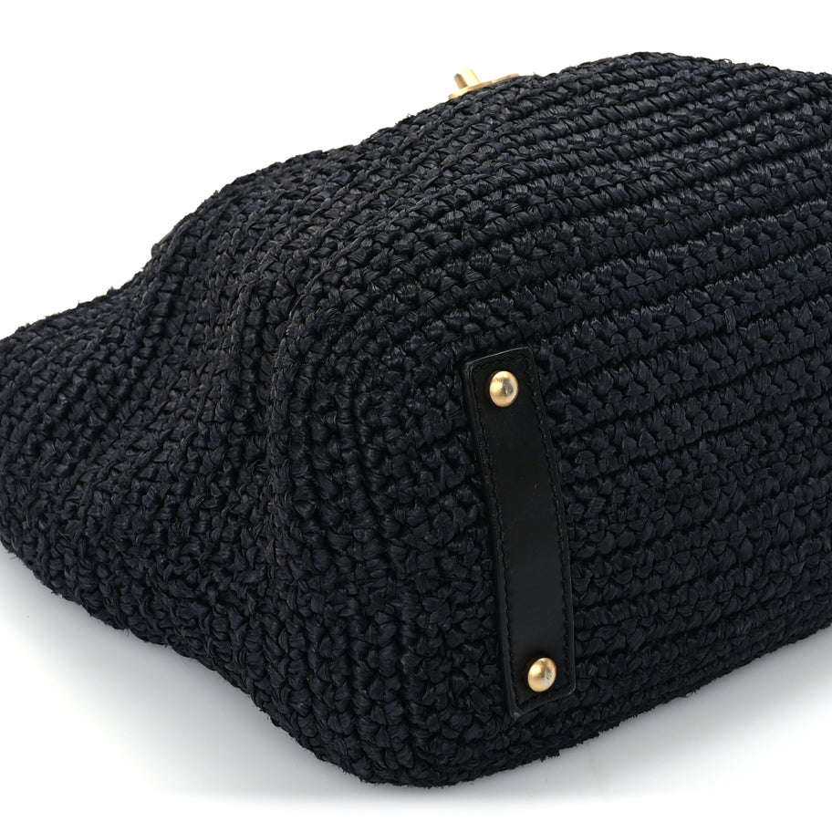 Chanel Straw Raffia Tote Black Image 8