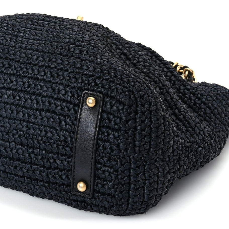 Chanel Straw Raffia Tote Black Image 9