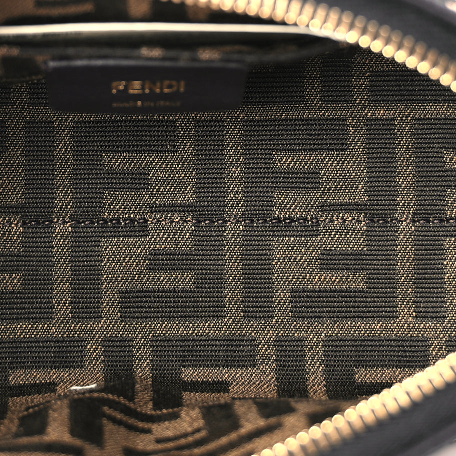 Fendi Raffia Chenille Vitello King Plexiglass Micro FF Mini By The Way Top Handle Boston Bag Naturale Black Image 4