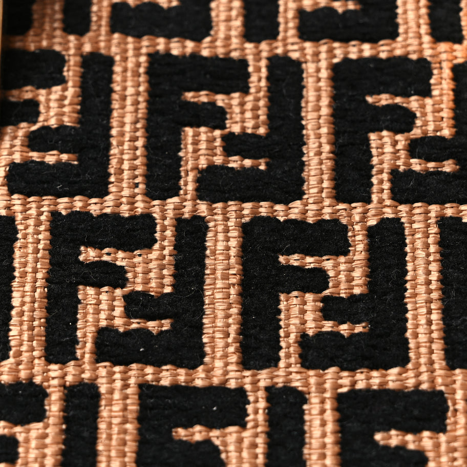 Fendi Raffia Chenille Vitello King Plexiglass Micro FF Mini By The Way Top Handle Boston Bag Naturale Black Image 6