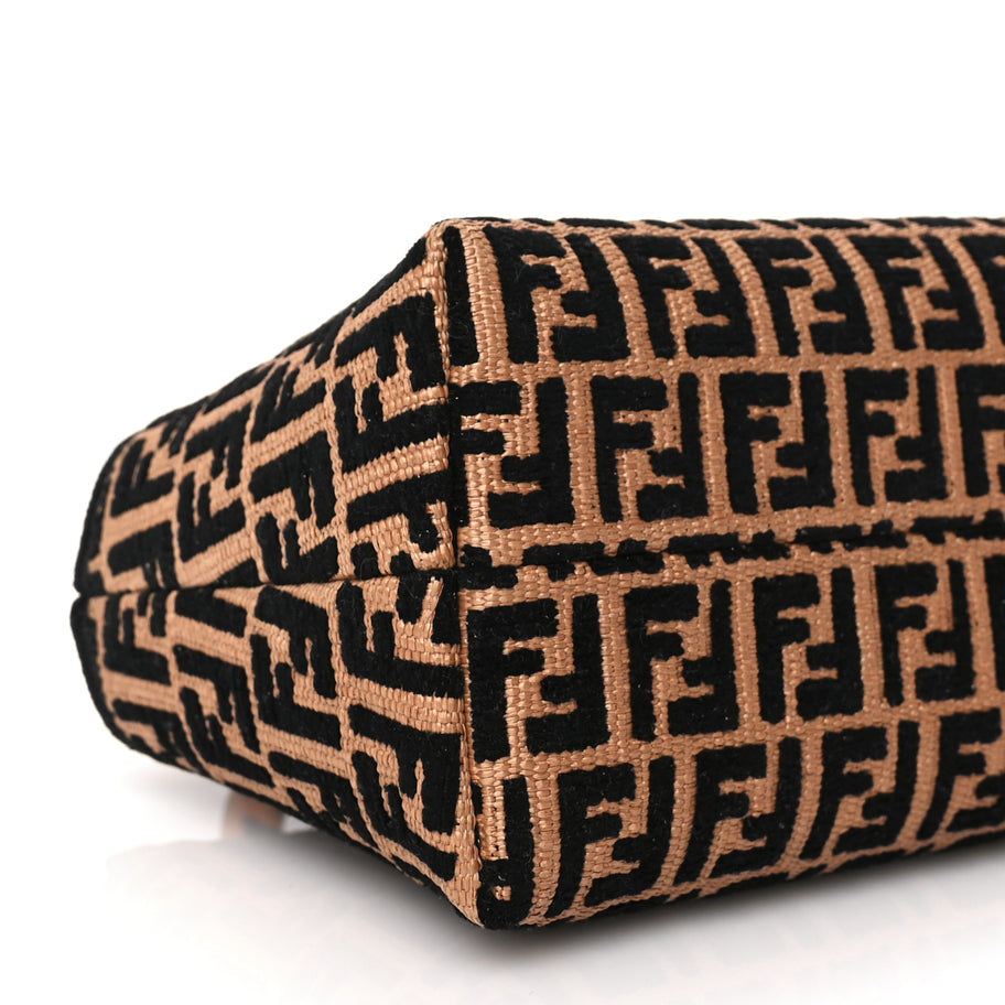 Fendi Raffia Chenille Vitello King Plexiglass Micro FF Mini By The Way Top Handle Boston Bag Naturale Black Image 7