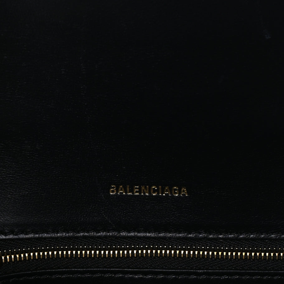 Balenciaga Shiny Box Calfskin Small Hourglass Top Handle Bag  Black Image 5