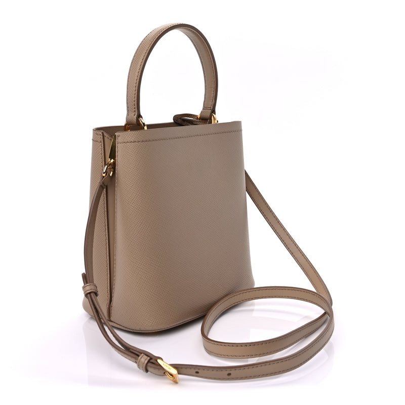  Prada Saffiano Cuir Calfskin Small Panier Bucket Bag Cipria