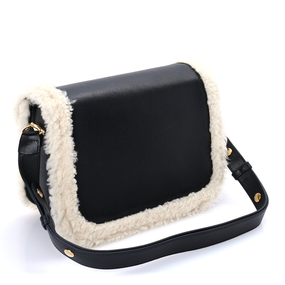 Gucci Sakai Be Green Calfskin Shearling Horsebit 1955 Shoulder Bag Black Image 2