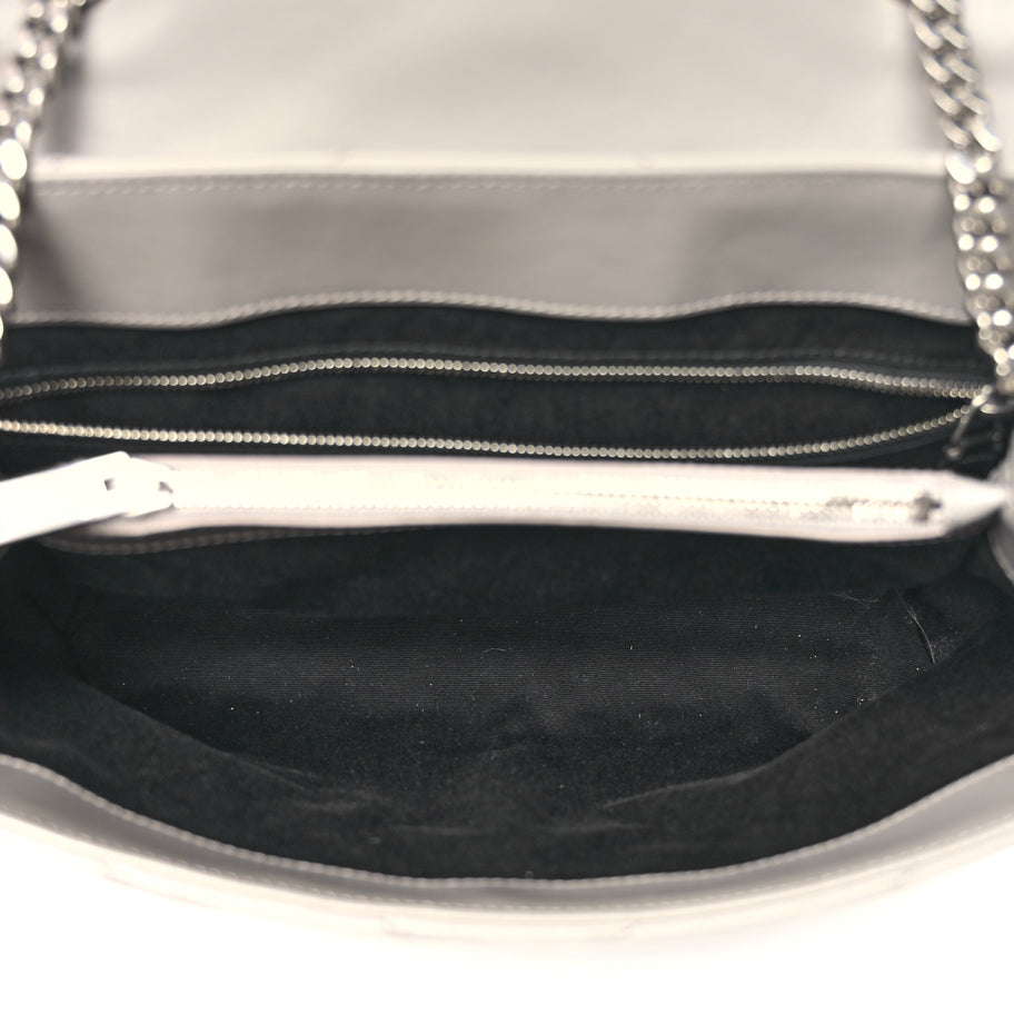 Saint Laurent Calfskin Y Quilted Monogram Medium Loulou Chain Satchel Light Grey Image 4