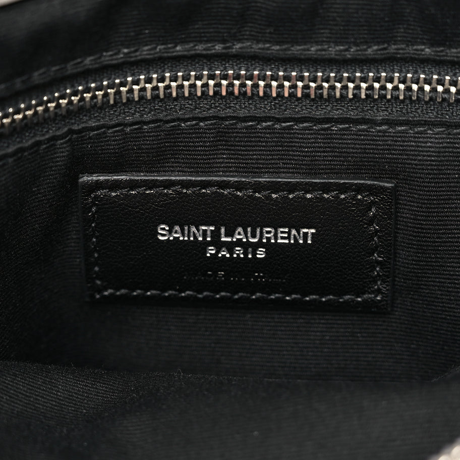 Saint Laurent Calfskin Y Quilted Monogram Medium Loulou Chain Satchel Light Grey Image 5