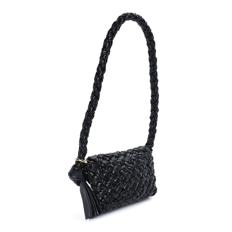  Bottega Veneta Calfskin Foulard Intreccio Small Kalimero Città Shoulder Bag Black