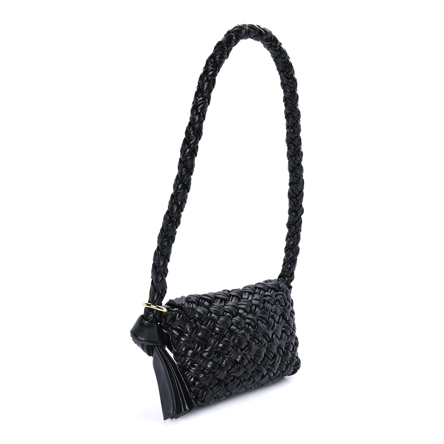 Bottega Veneta Calfskin Foulard Intreccio Small Kalimero Città Shoulder Bag Black Image 2