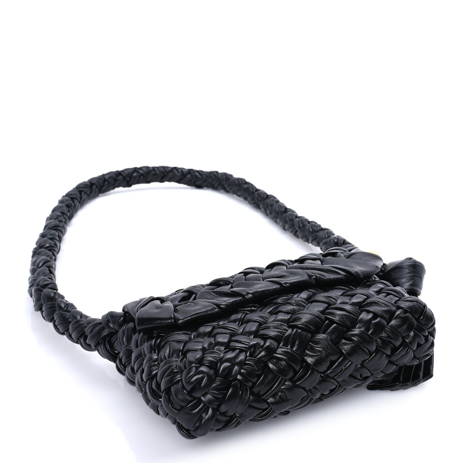 Bottega Veneta Calfskin Foulard Intreccio Small Kalimero Città Shoulder Bag Black Image 3
