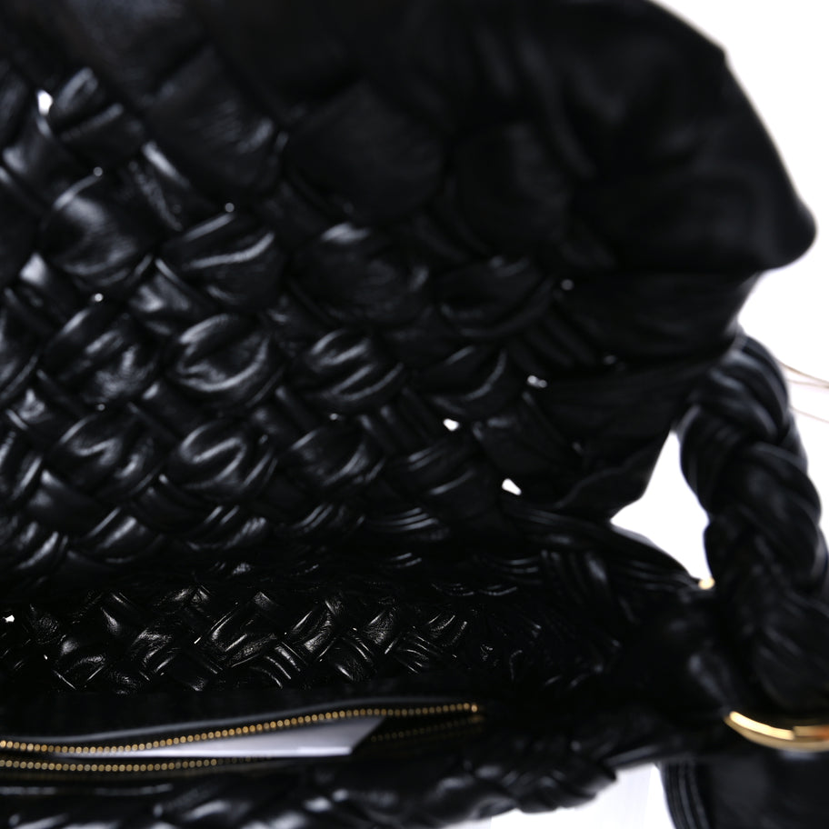 Bottega Veneta Calfskin Foulard Intreccio Small Kalimero Città Shoulder Bag Black Image 4