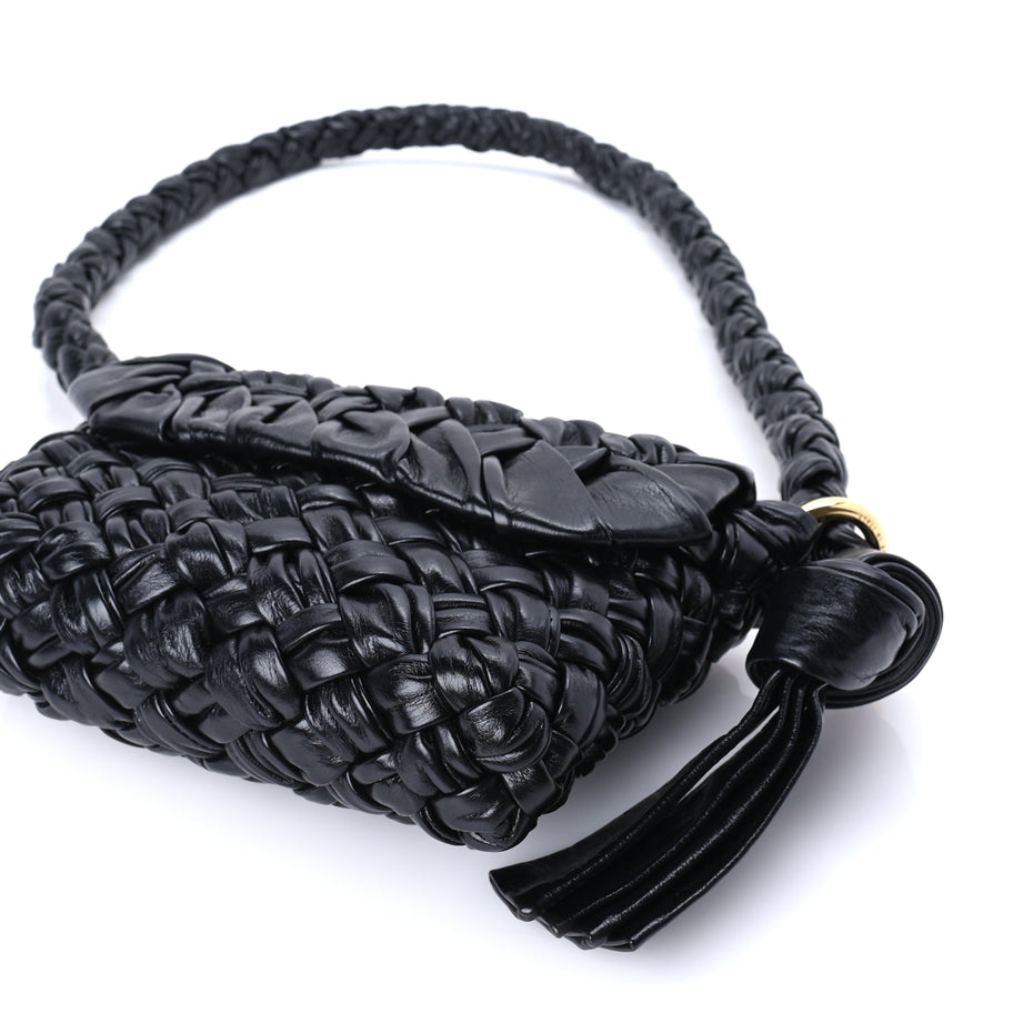 Bottega Veneta Calfskin Foulard Intreccio Small Kalimero Città Shoulder Bag Black Image 7