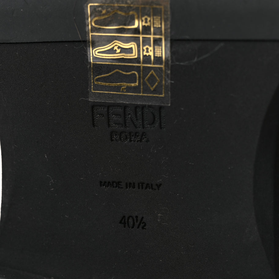 Fendi Calfskin Stretch Fabric FF Rockoko Biker Boots 40.5 Black Tobacco Image 6