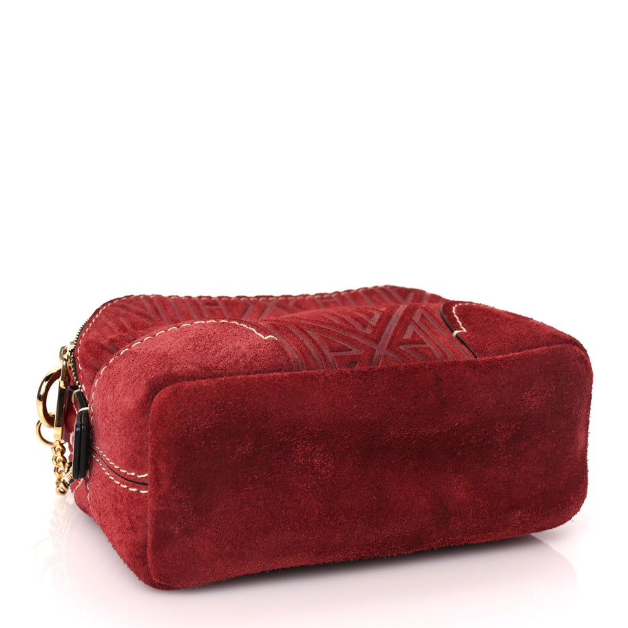 Chloe Suede Mini Daria Chain Bag Red Image 3