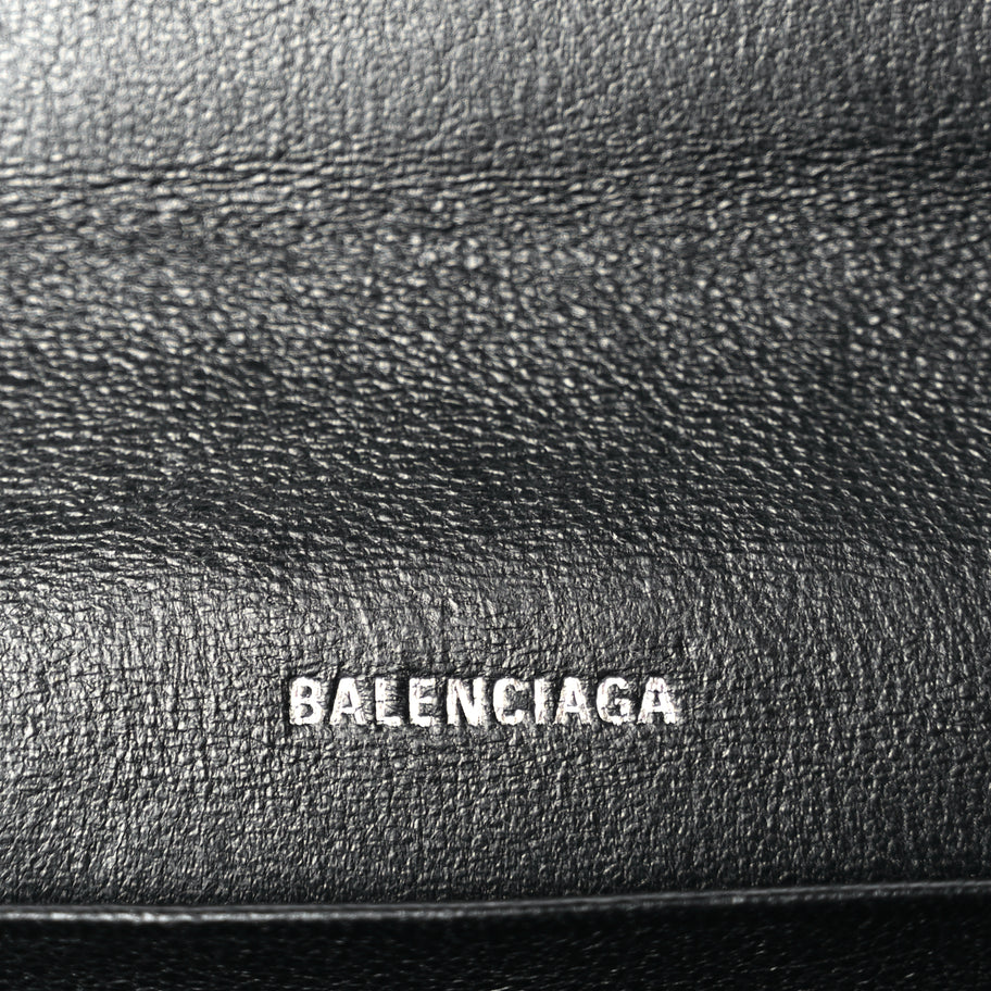Balenciaga Grained Calfskin Logo Cash Phone Holder Wallet On Chain Black Image 5