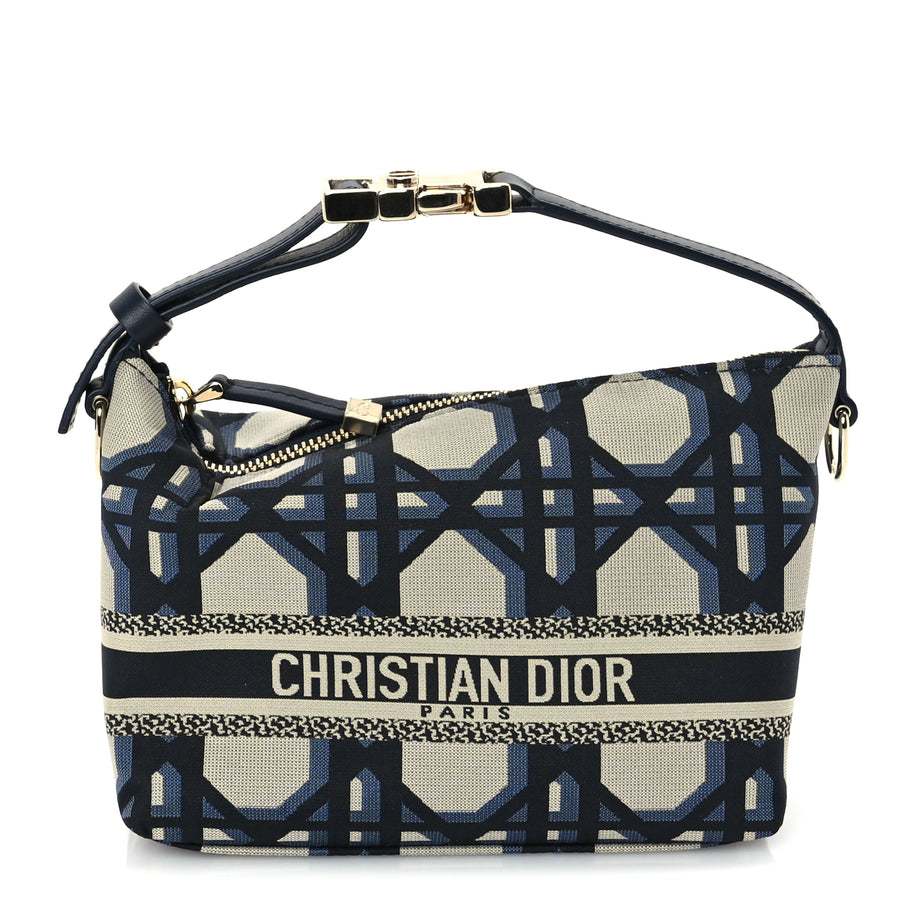 Christian Dior Technical Fabric Macrocannage DiorTravel Nomad Pouch  Beige Blue Image 1
