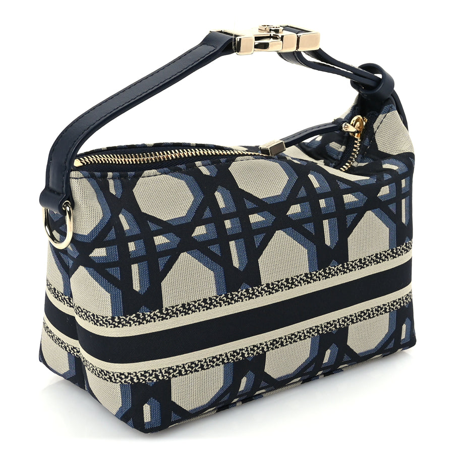 Christian Dior Technical Fabric Macrocannage DiorTravel Nomad Pouch  Beige Blue Image 2